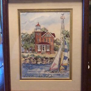 South Bass Island Light print of Donna Elias ©️1996 watercolor illustration